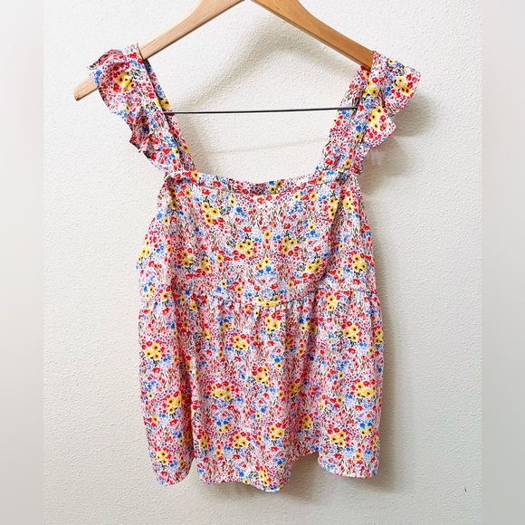 Loft Floral Ruffle Strap Top - Picture 1 of 3